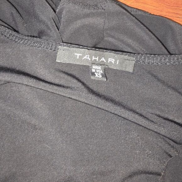 TAHARI Black Sleeveless Faux Wrap Midi Dress Size XS - Picture 6 of 8